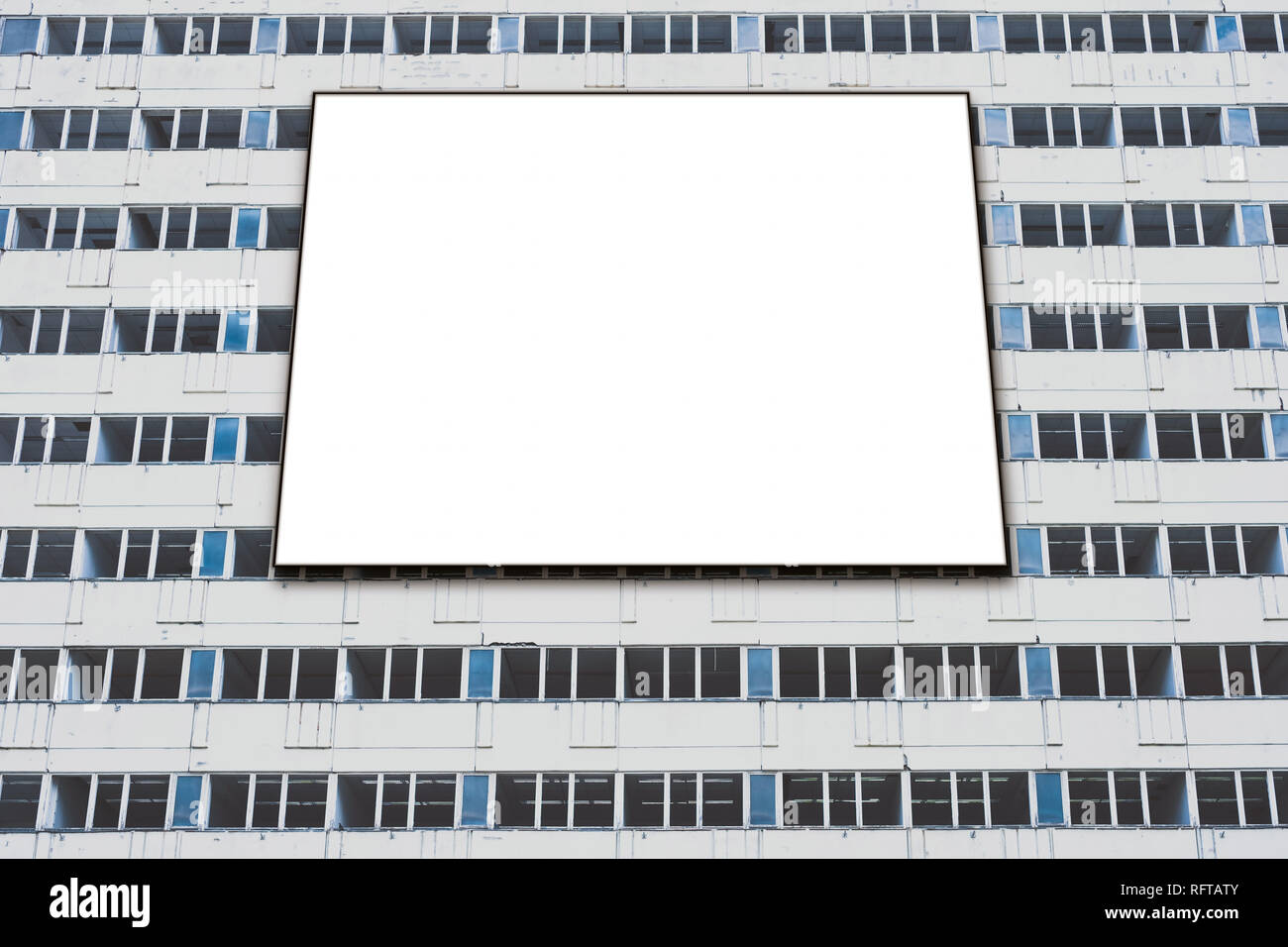 blank billboard mock-up  on building facade, banner mockup Stock Photo