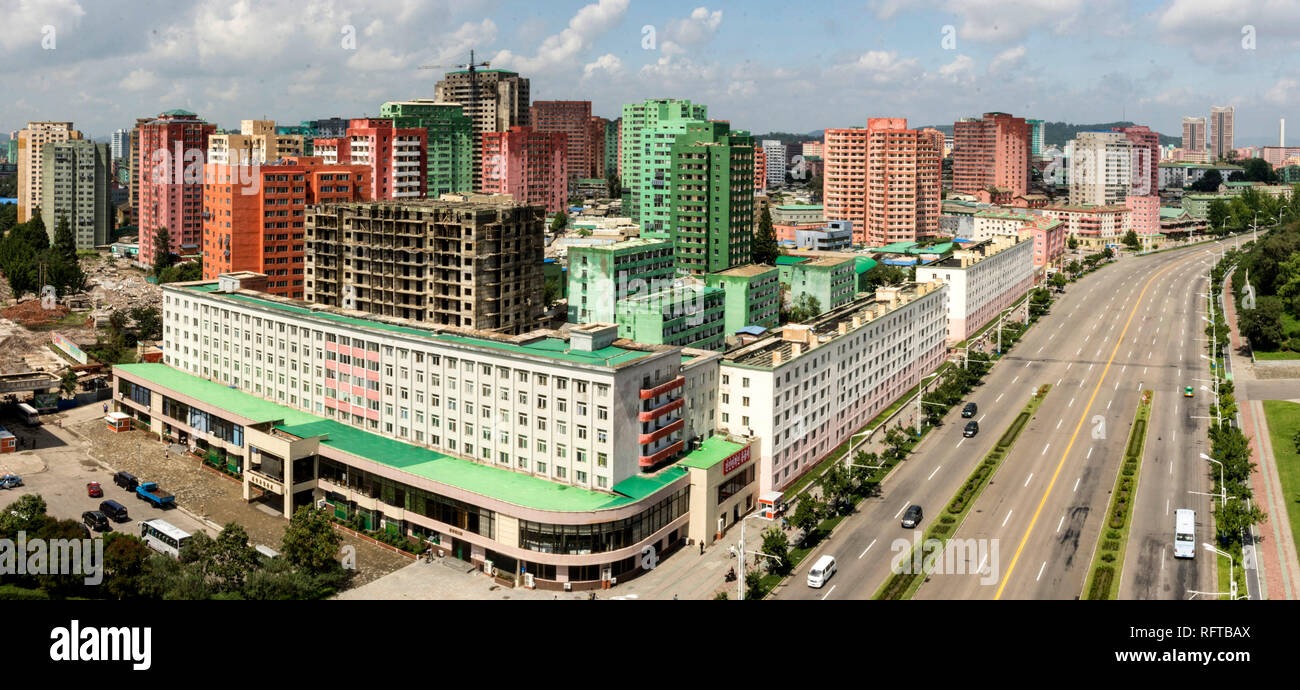 Pyongyang, seen from the top of the Arch of Triumph, Pyongyang, North Korea, Asia Stock Photo