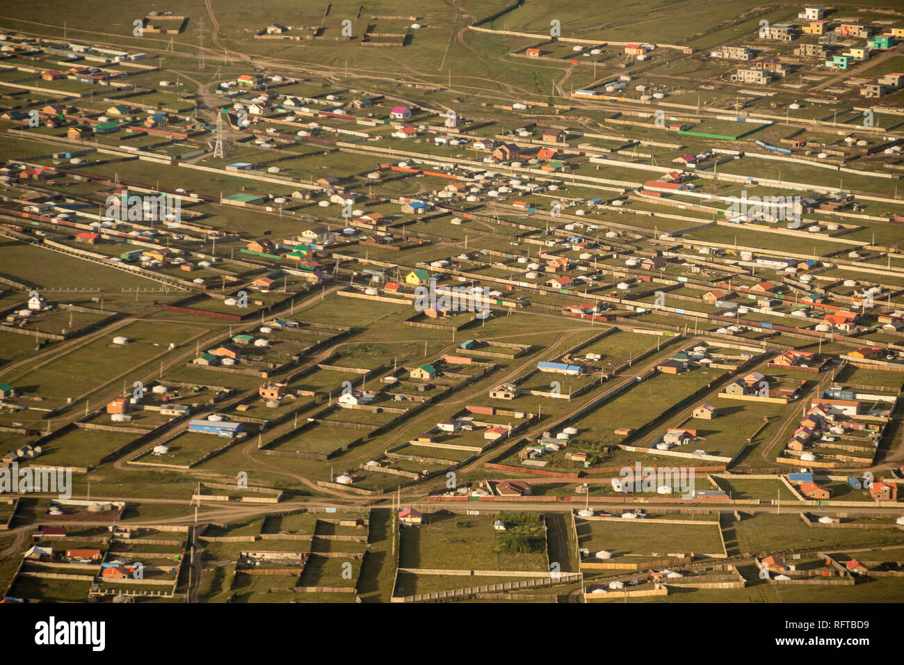 Urban sprawl, ger suburbs of Ulaanbaata, Mongolia, Asia Stock Photo