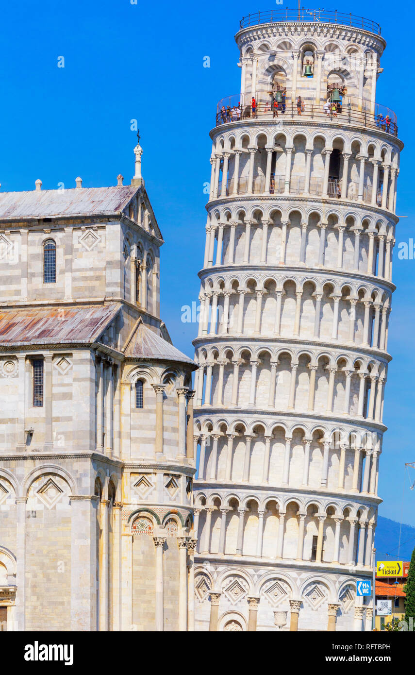Leaning Tower, Campo dei Miracoli, UNESCO World Heritage Site, Pisa, Tuscany, Italy, Europe Stock Photo