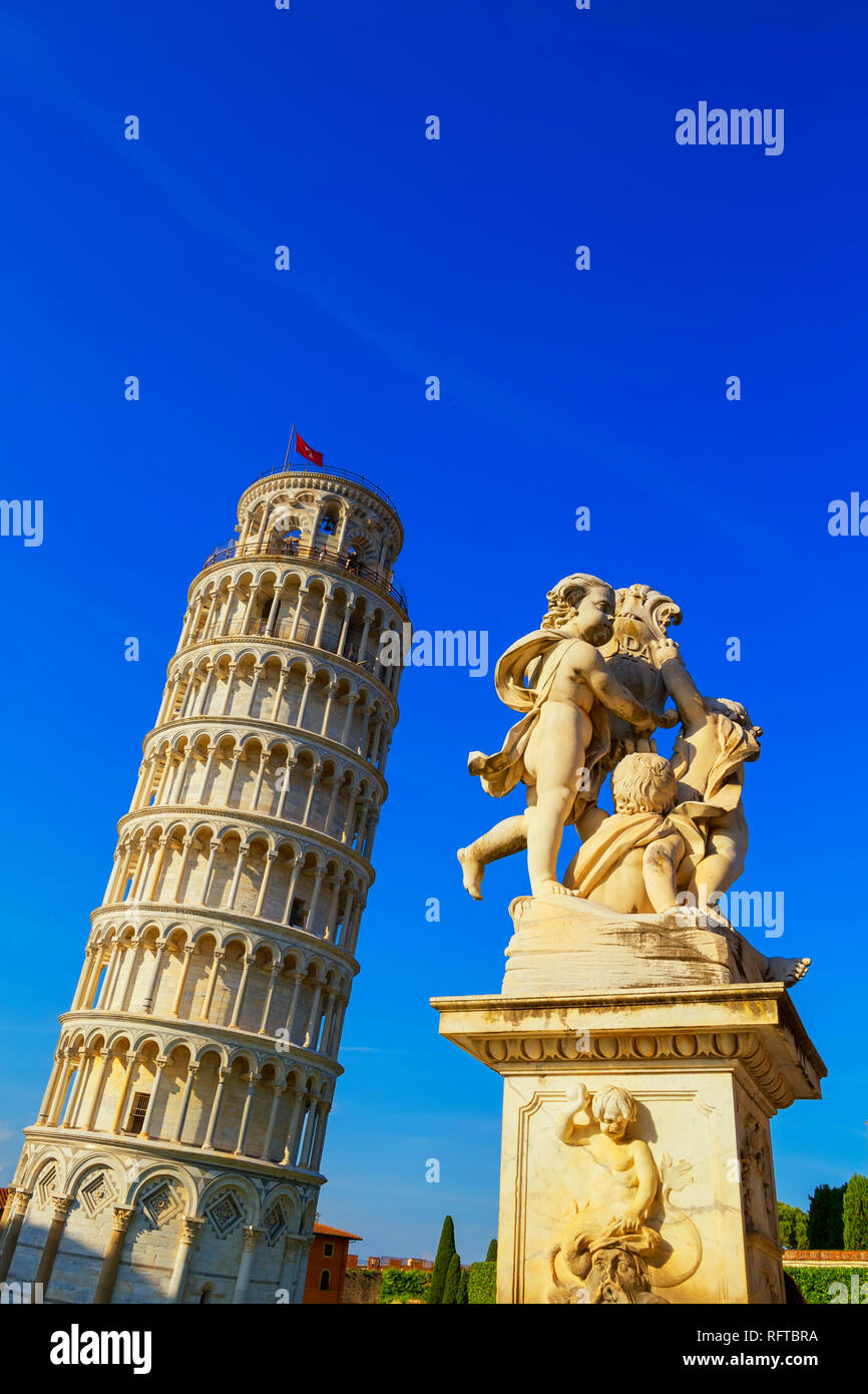 Leaning Tower, UNESCO World Heritage Site, Pisa, Tuscany, Italy, Europe Stock Photo