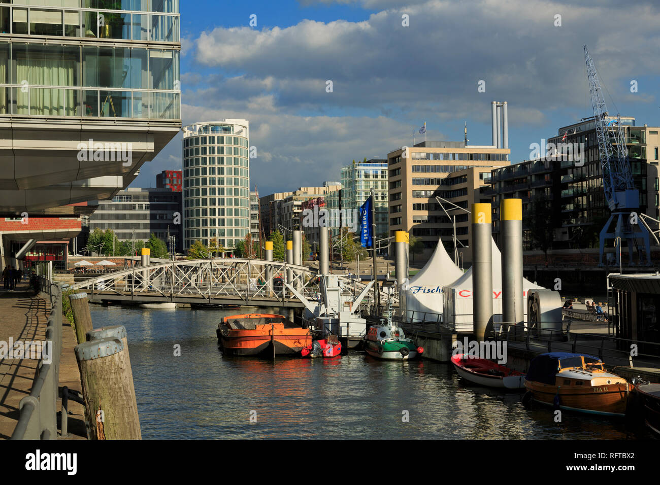 Historic boats, HafenCity District, Hamburg, Germany, Europe Stock Photo