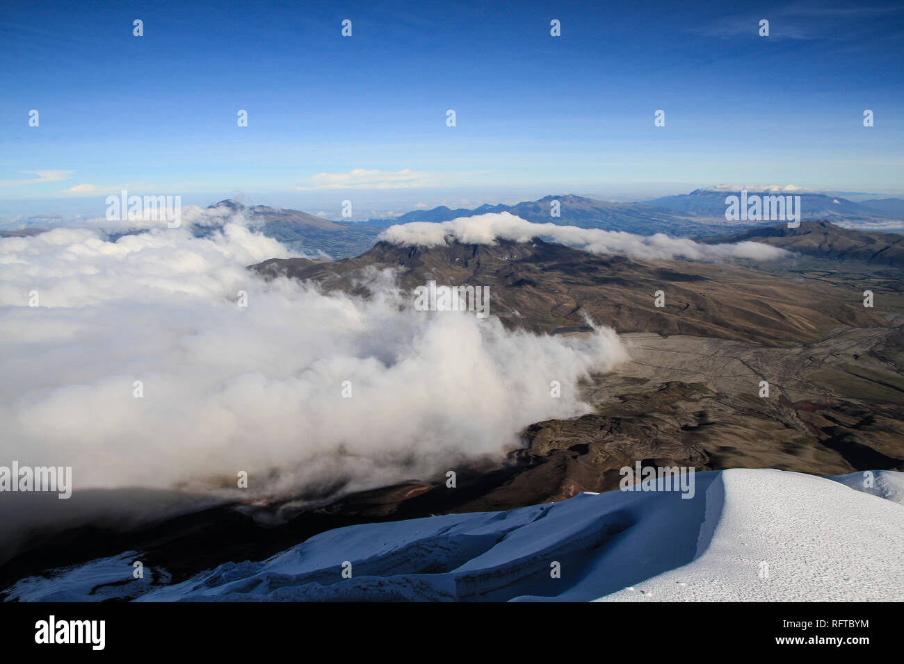 Breathtaking views of a sunrise at Cotopaxi volcanoe, Ecuador Stock Photo