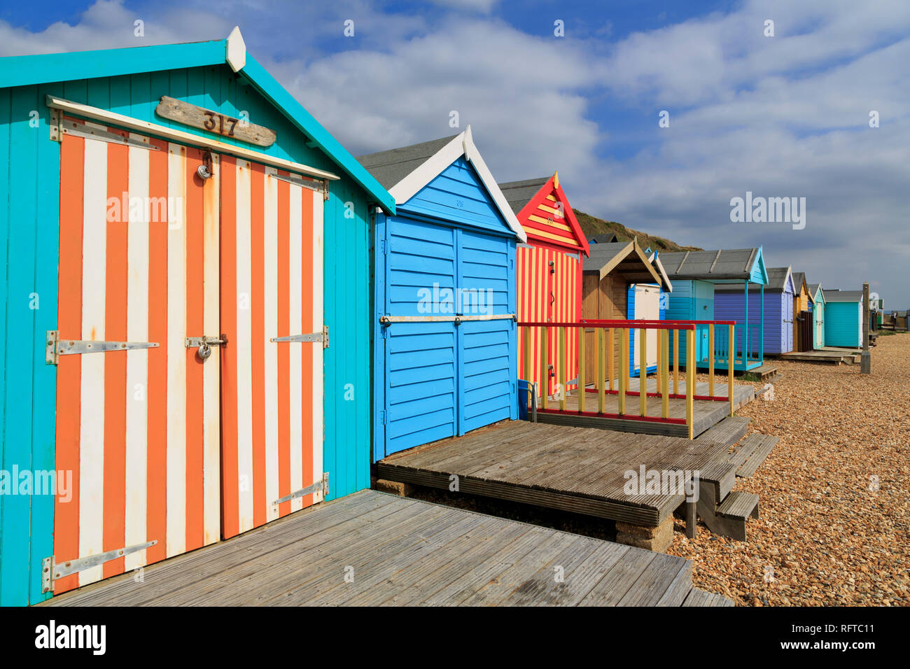Beach huts, Milford on Sea, Hampshire, England, United Kingdom, Europe Stock Photo