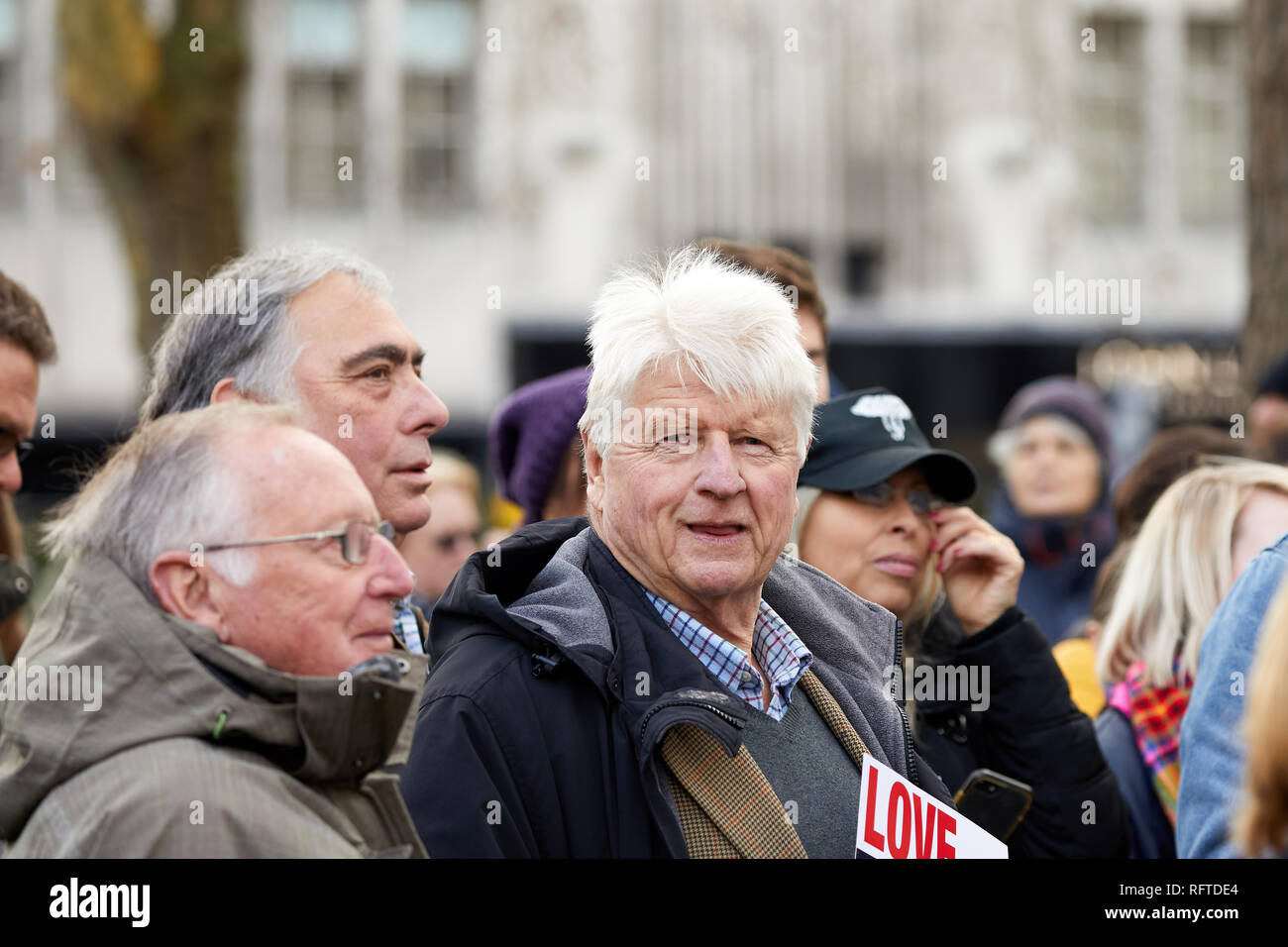 London, UK. - Jan 26, 2019: Stanley Johnson at a protest against Japan resuming commercial whaling. Credit: Kevin J. Frost/Alamy Live News Stock Photo