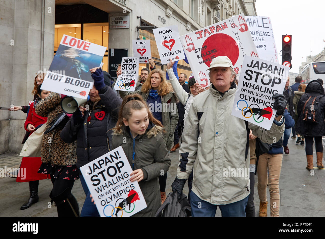 London, UK. - Jan 26, 2019: Protestors marched in London to protest against Japan resuming commercial whaling. Credit: Kevin J. Frost/Alamy Live News Stock Photo
