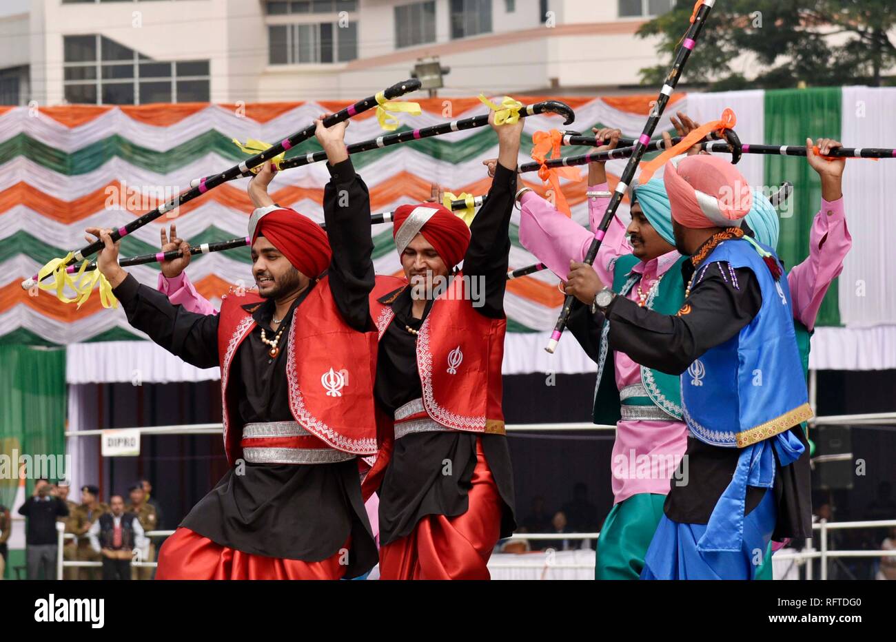 Guwahati, Assam, India. 26th January, 2019. Guwahati, Assam, India. 26th January, 2019. Guwahati, Assam, India. Jan. 26, 2019. Cultural program during the 70th Republic day celebration at Khanapara in Guwahati, Assam on Saturday, January 26, 2019. Credit: David Talukdar/Alamy Live News Stock Photo