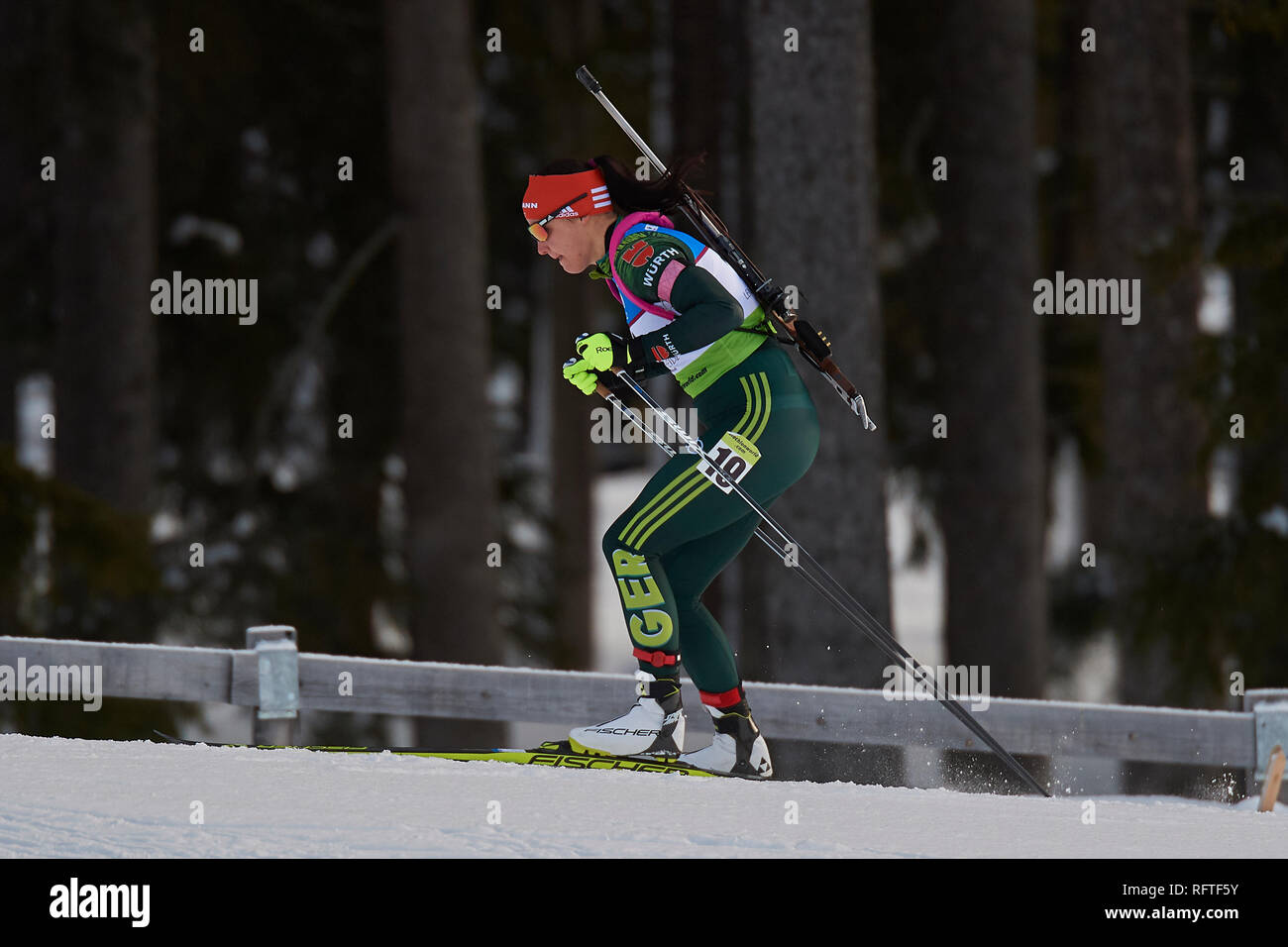 Lenzerheide, Switzerland. 26th Jan, 2019. Marie Heinrich during the 2019 IBU Biathlon Cup Women 10 km Pursuit competition in Lenzerheide. Credit: Rolf Simeon/Alamy Live News Stock Photo