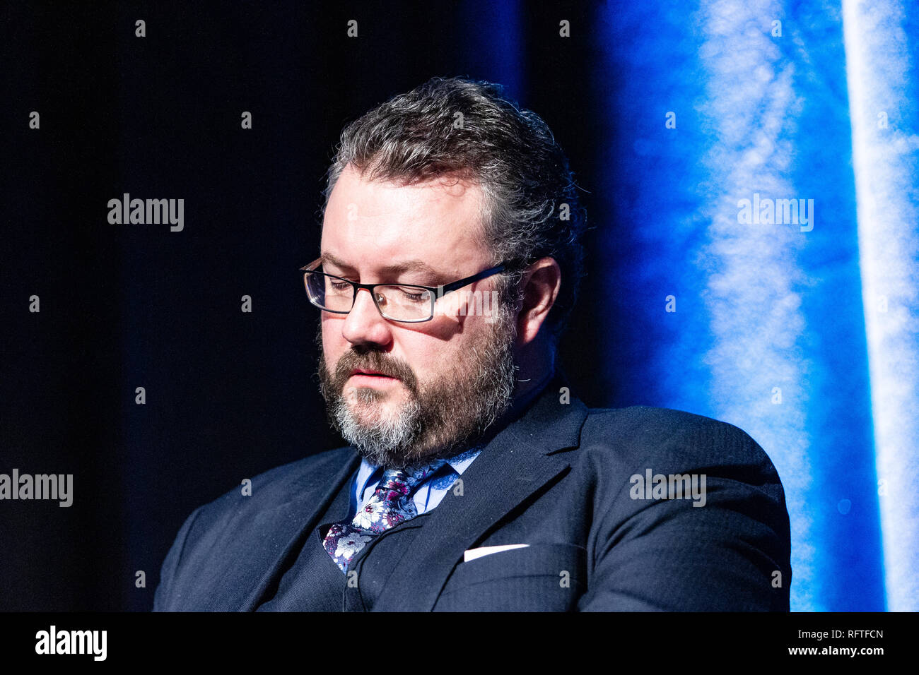 Waterfront Hall, Belfast, UK. 26th January 2019. . Kevin Meagher was one of the panellists at the  Beyond Brexit Conference. What does the future hold for Irish citizens in the north?  Over 1700 People attended the conference where various opinions were talked about on the future of the island of Ireland and it's people post Brexit. Can a future be created in Ireland where all citizens are cherished and their rights are guaranteed and respected? Credit: Bonzo/Alamy Live News Stock Photo