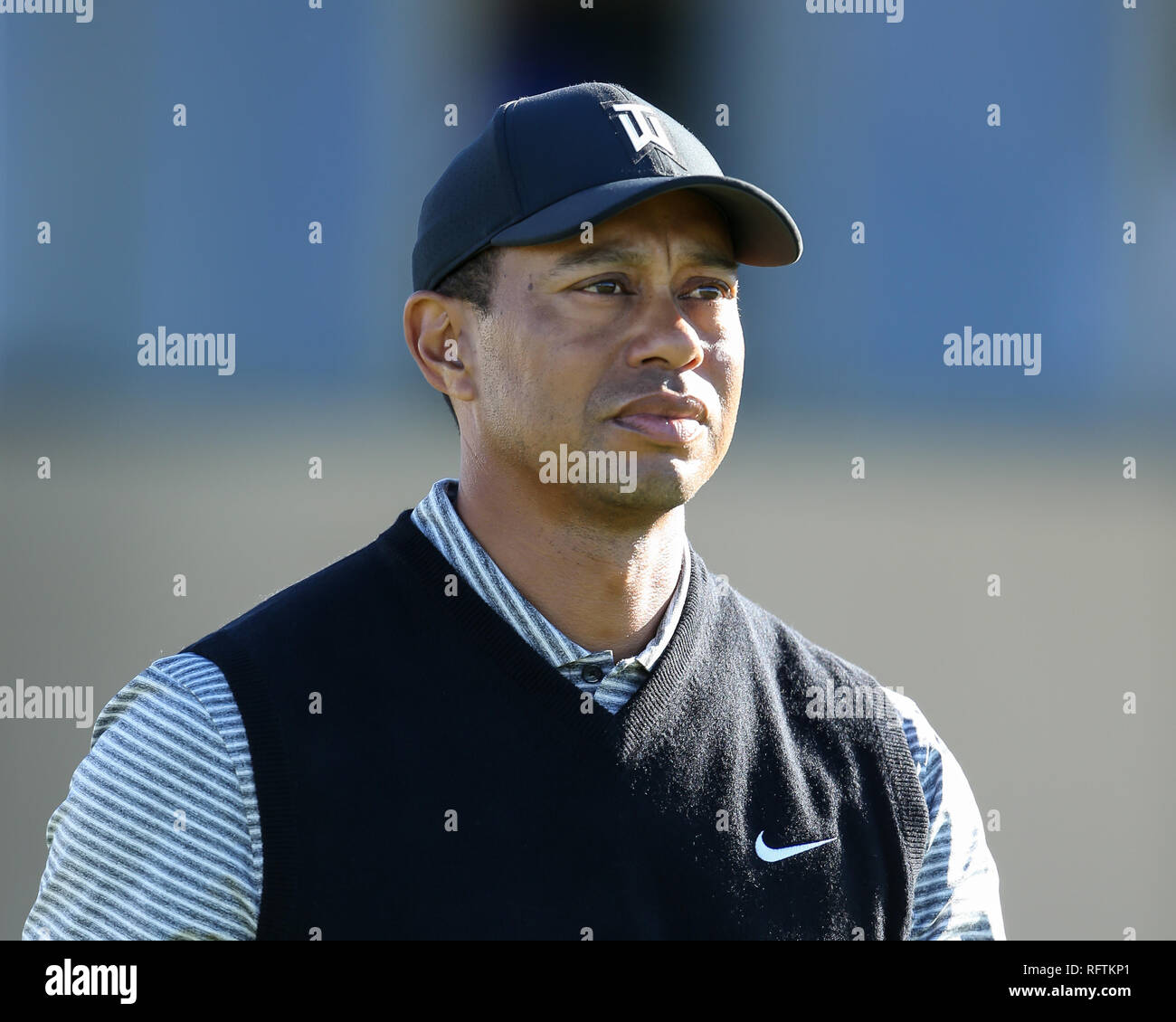 San Diego, CA. 25th Jan, 2019. Tiger Woods during second round of the Farmers Open at Torrey Pines golf course in San Diego, Ca on January 25, 2019. Jevone Moore Credit: csm/Alamy Live News Stock Photo
