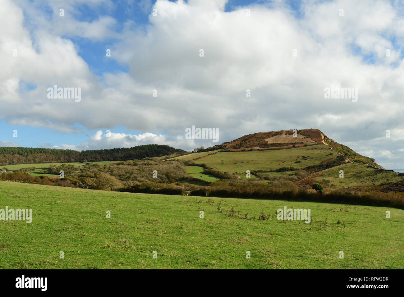 Scenic view of Golden cap in Dorset Stock Photo