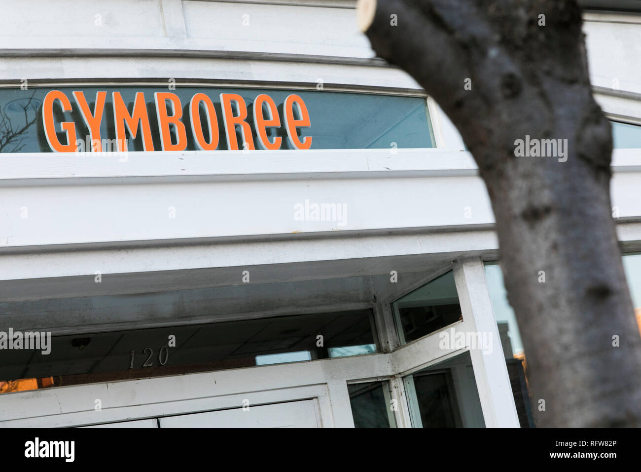 A Gymboree retail store with "Store Closing" signs in the window in