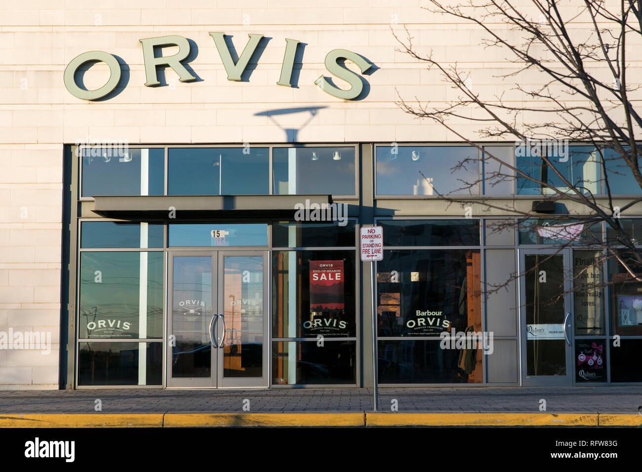 A logo sign outside of a Orvis retail store location in Woodbridge, Virginia, on January 21, 2019. Stock Photo