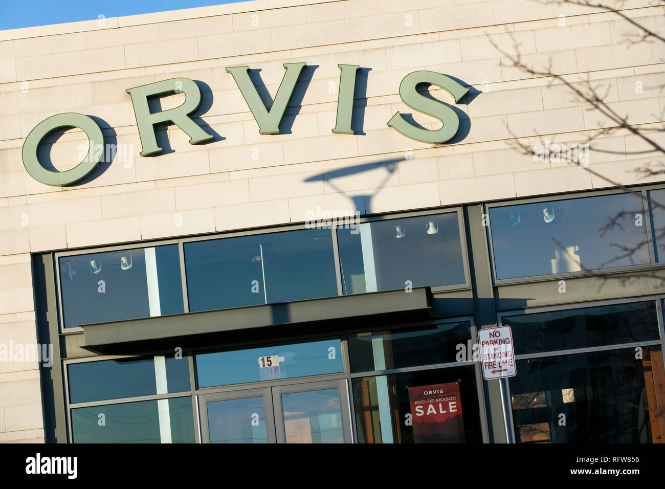 A logo sign outside of a Orvis retail store location in Woodbridge, Virginia, on January 21, 2019. Stock Photo