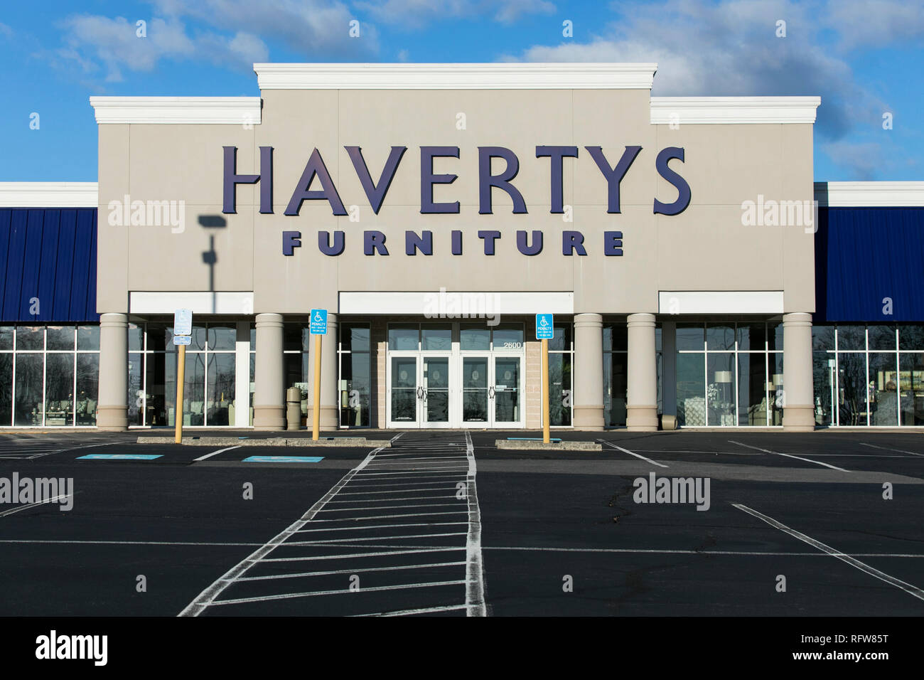 A logo sign outside of a Havertys retail store location in Woodbridge, Virginia, on January 21