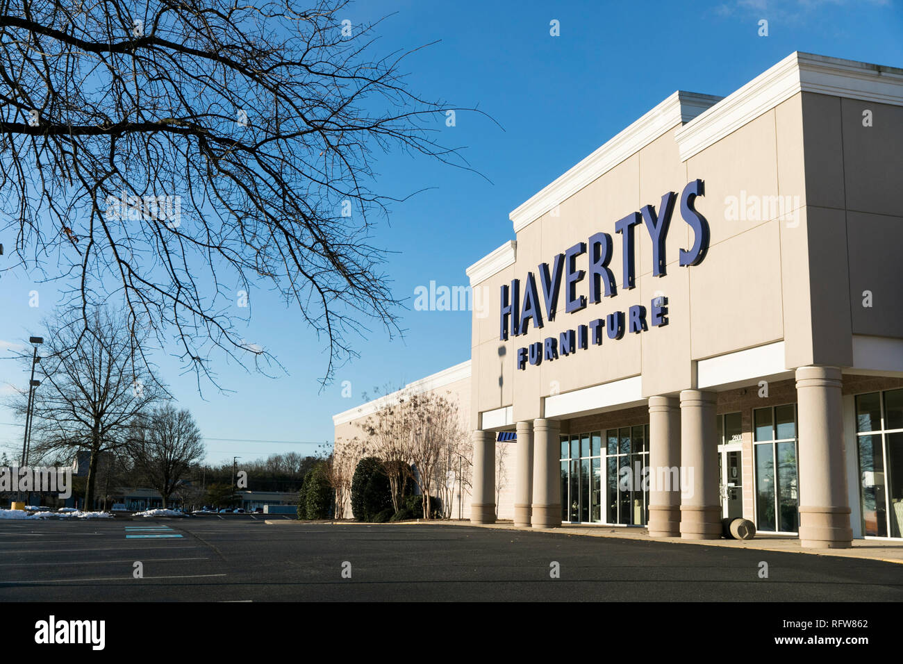 A logo sign outside of a Havertys retail store location in Woodbridge, Virginia, on January 21