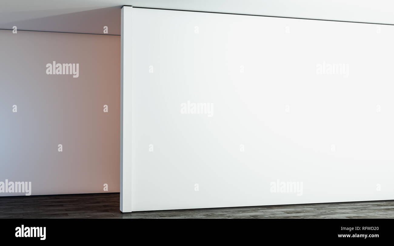 Download Blank White Large Gallery Wall In Hall Mock Up 3d Rendering Empty Big Stand In Room Mockup Side View Clear Sunlight Interior With Modern Exhibition Wal Tempate Stock Photo Alamy