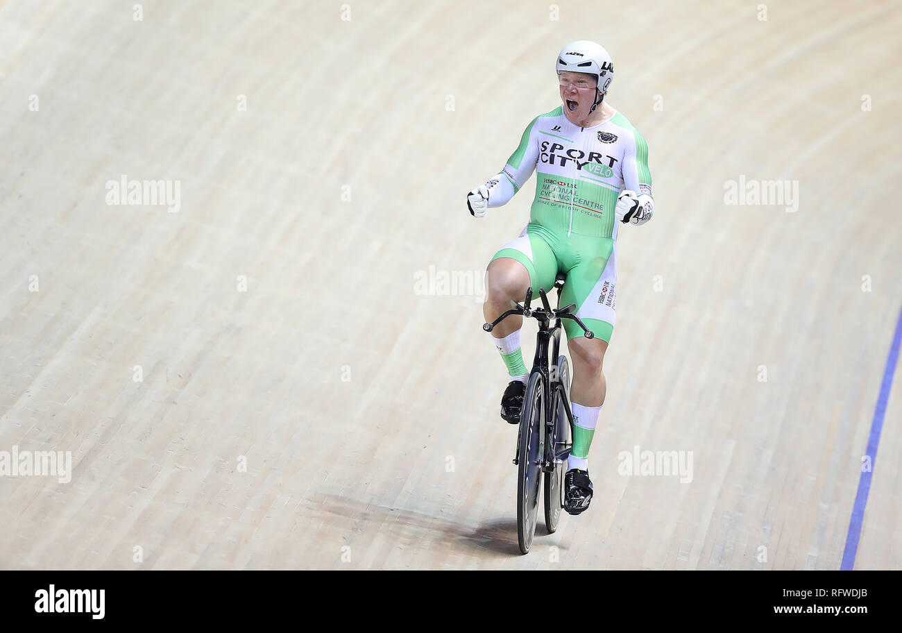 Matt Rotherham of Sportcity Velo celebrates winning the Men's 1000m ...