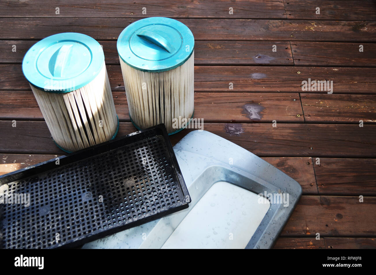 Swim spa pool filters Stock Photo Alamy