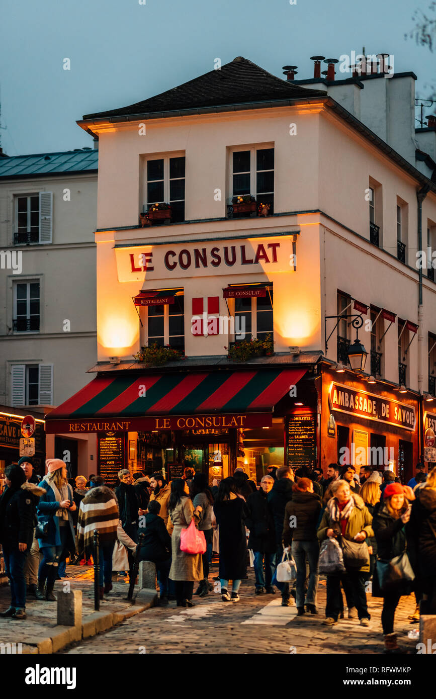 Le Consulat, a restaurant in Montmartre, Paris, France Stock Photo