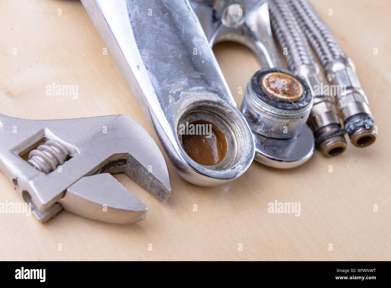 Old faucet for repair. Used hydraulic parts Stock Photo Alamy