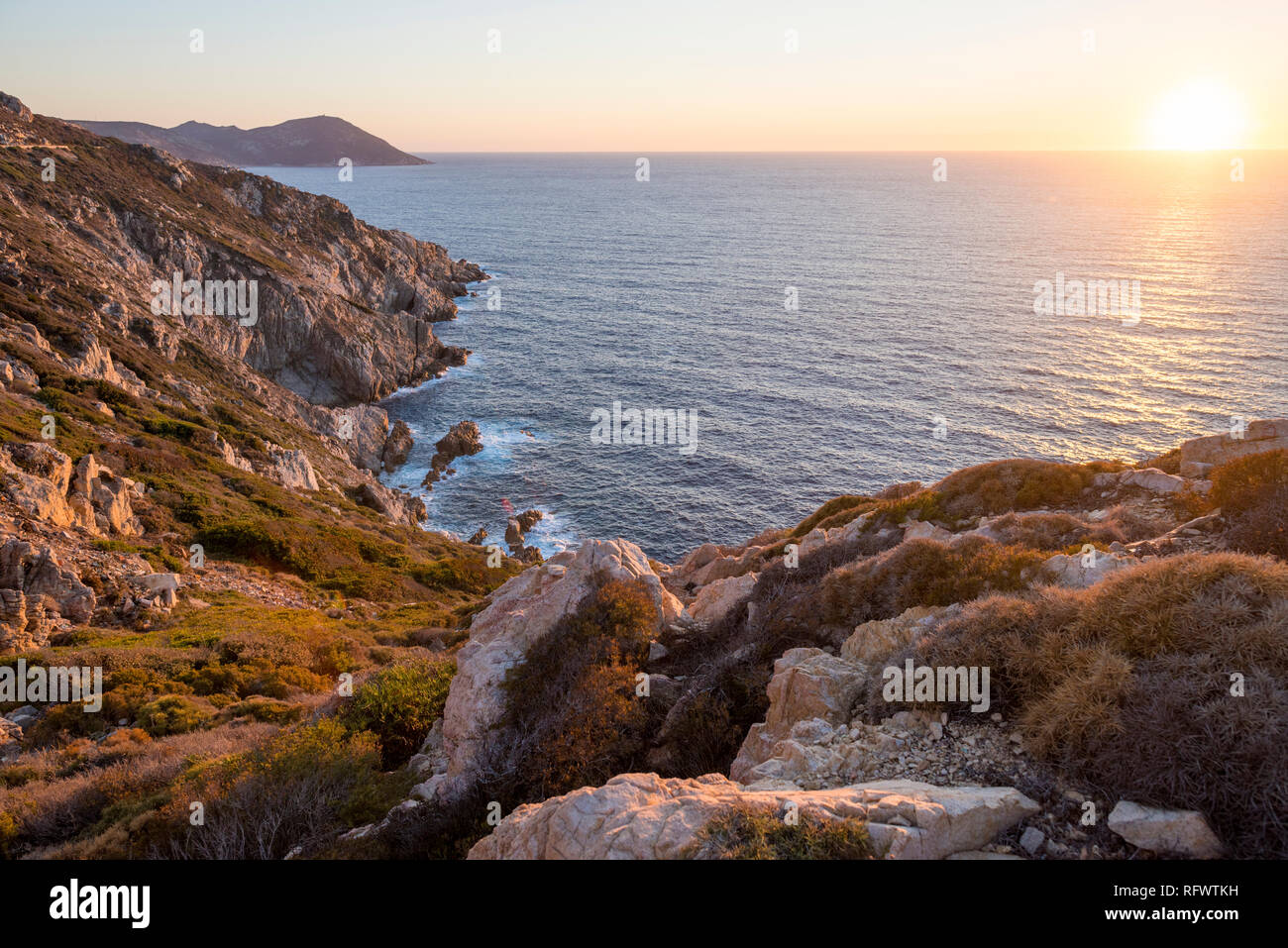 Dramatic coastline in Calvi along the north west coast, Corsica, France, Mediterranean, Europe Stock Photo