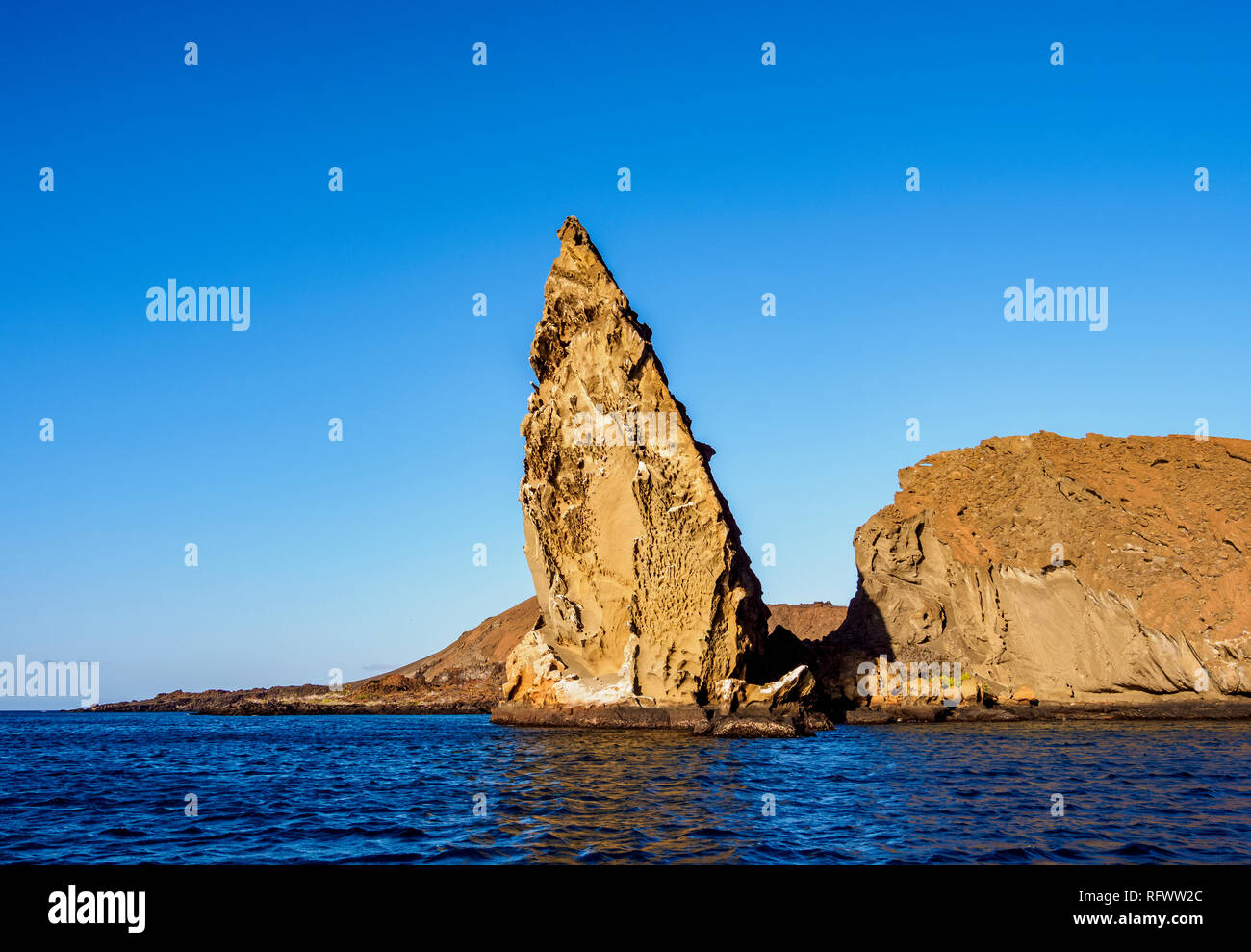 Pinnacle Rock on Bartolome Island, Galapagos, UNESCO World Heritage Site, Ecuador, South America Stock Photo