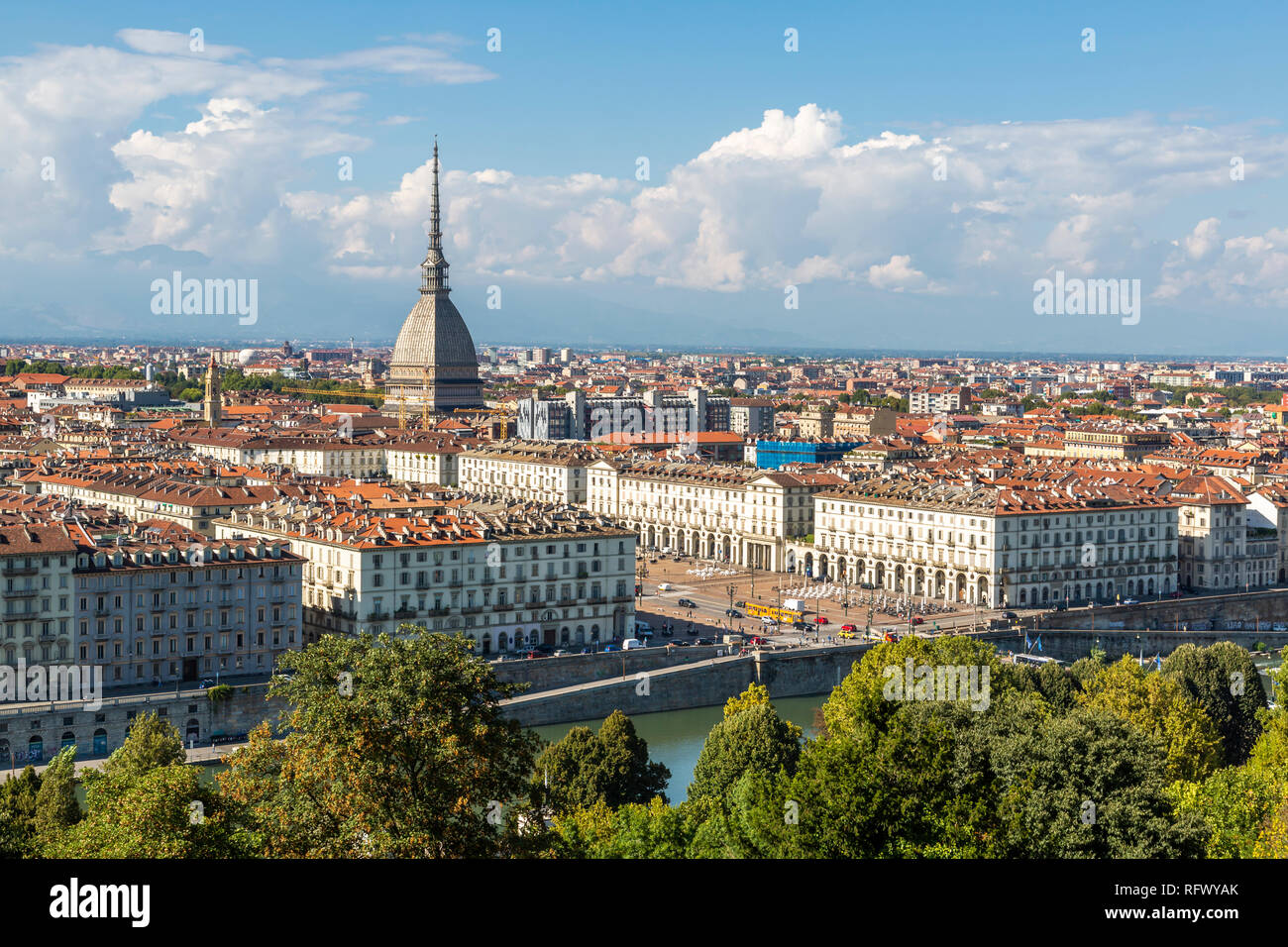 View of Turin from Santa Maria del Monte dei Cappuccini, Turin, Piedmont, Italy, Europe Stock Photo
