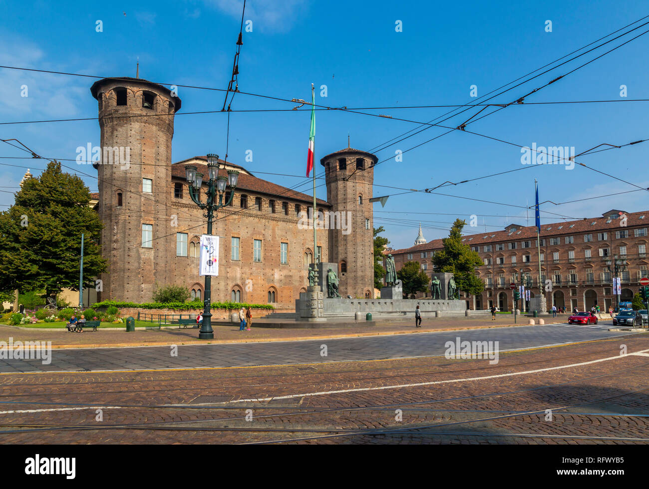 View of Castle in Piazza Castello, Turin, Piedmont, Italy, Europe Stock Photo