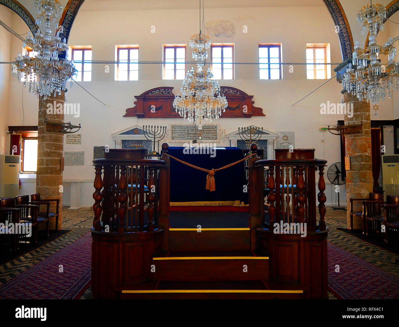 Synagogue Rhodes Kahal Shalom Synagogue in the ols Walled city of Rhodes in Greece Stock ...