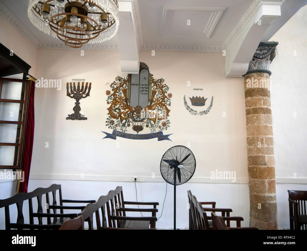Synagogue Rhodes Kahal Shalom Synagogue in the old Walled city of Rhodes in Greece Stock ...