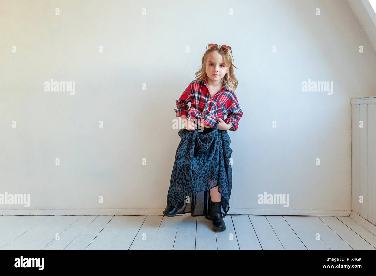 Sweet Happy Adorable Fashion Young Little Girl Dressed Like