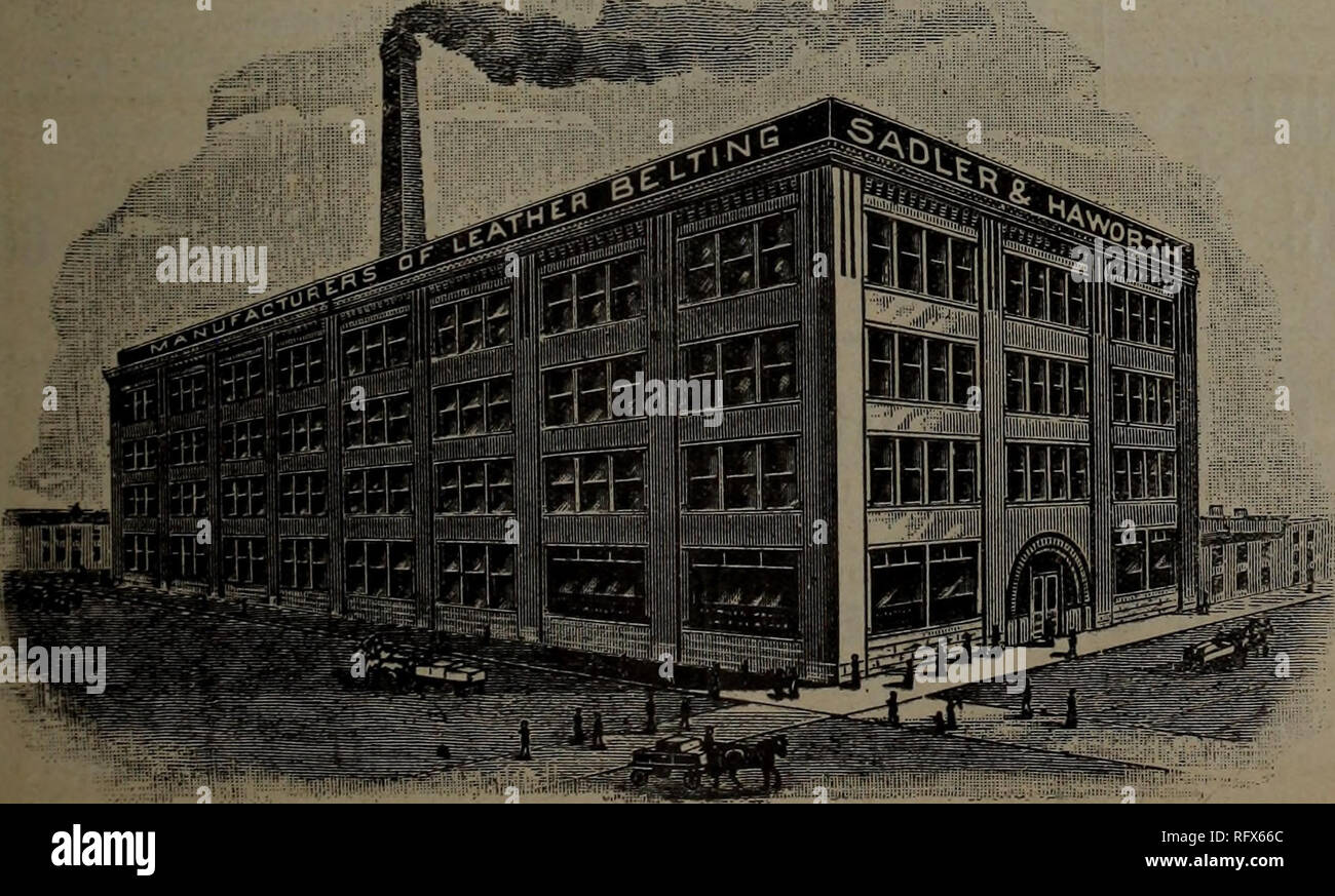 . Canadian forest industries 1903. Lumbering; Forests and forestry; Forest products; Wood-pulp industry; Wood-using industries. DERRICKS of all descriptions and for all purposes. Special Derricks for Handling- Timbers and Logs Derrick Fittings Stump Pullers and Grubbing Machines for Hand and Horse Power Catalogue on Application. NATIONAL HOIST &amp; MACHINE CO. 634 w. 22nd St., CHICAGO, ILL., U.S.A.. Sadler« Haworth, TANNERS AND MANUFACTURERS OF OAK LEATHER BELTING  LACE LEATHERS DEALERS IN General Mill Suppies Try our &quot;CROWN BRAND&quot; for saw and other heavy work. MontreaJ Cor. Willia Stock Photo