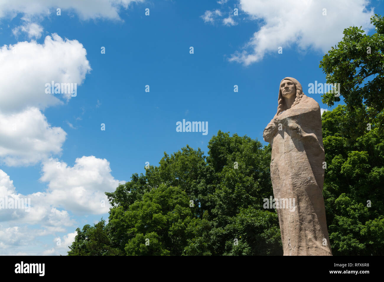 Chief Black Hawk statue in Lowden State Park on a beautiful Summer day