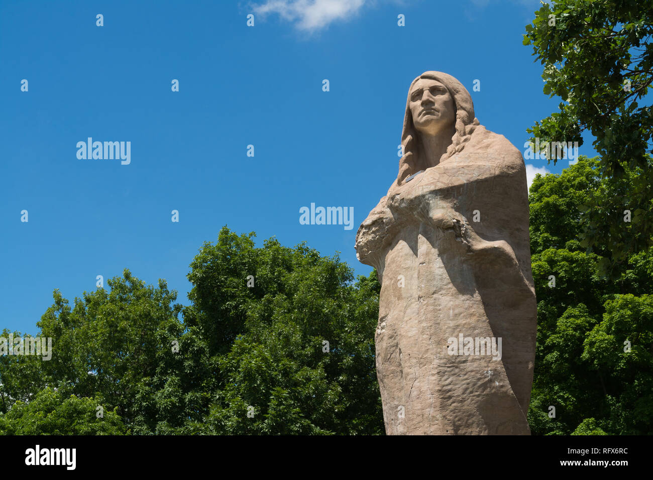 Chief Black Hawk statue in Lowden State Park on a beautiful Summer day