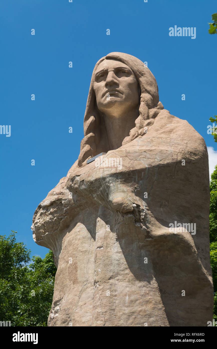 Chief Black Hawk statue in Lowden State Park on a beautiful Summer day