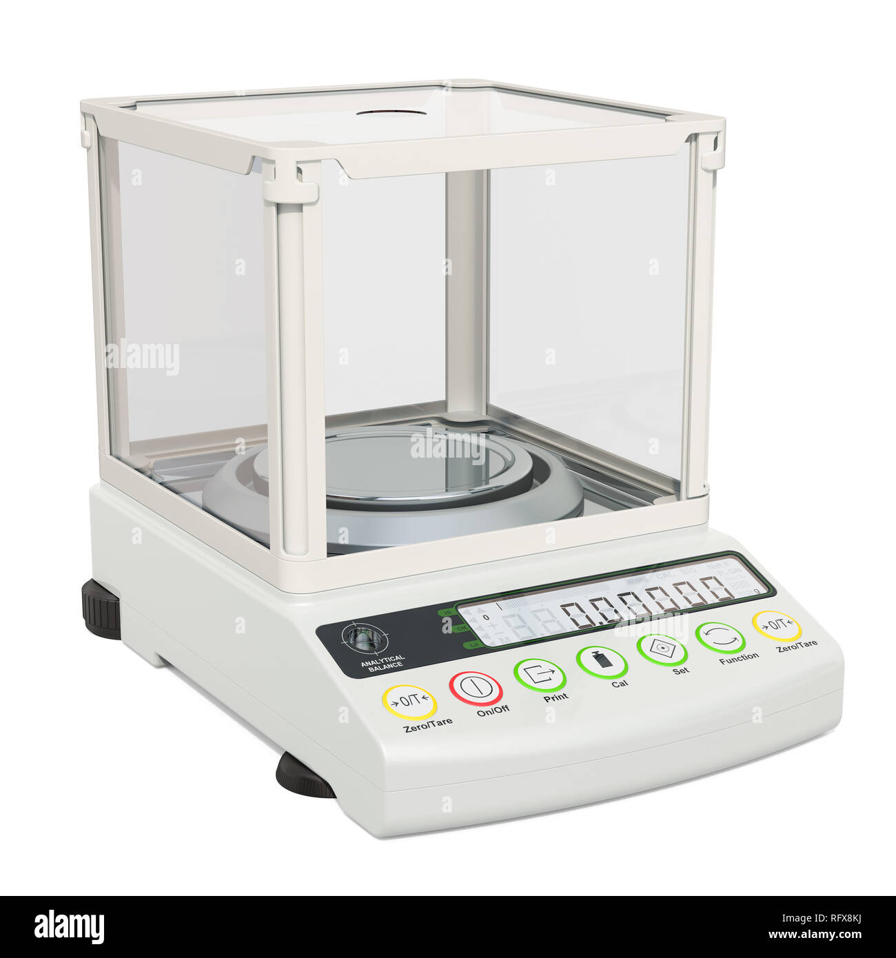 Analytical Balance, Digital Lab Scale. 3D rendering isolated on white background Stock Photo