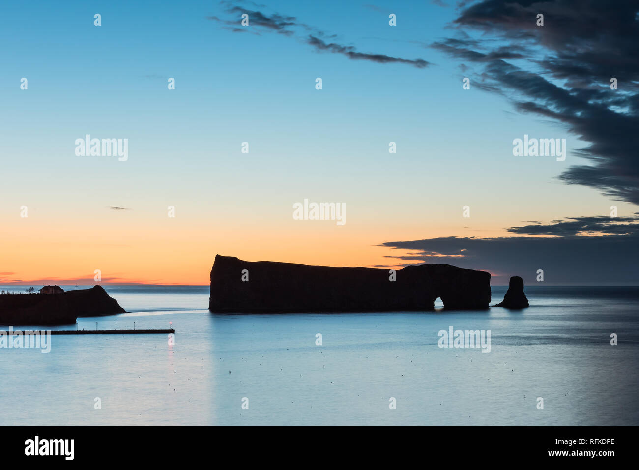 Perce Rock At Sunrise Stock Photos Perce Rock At Sunrise