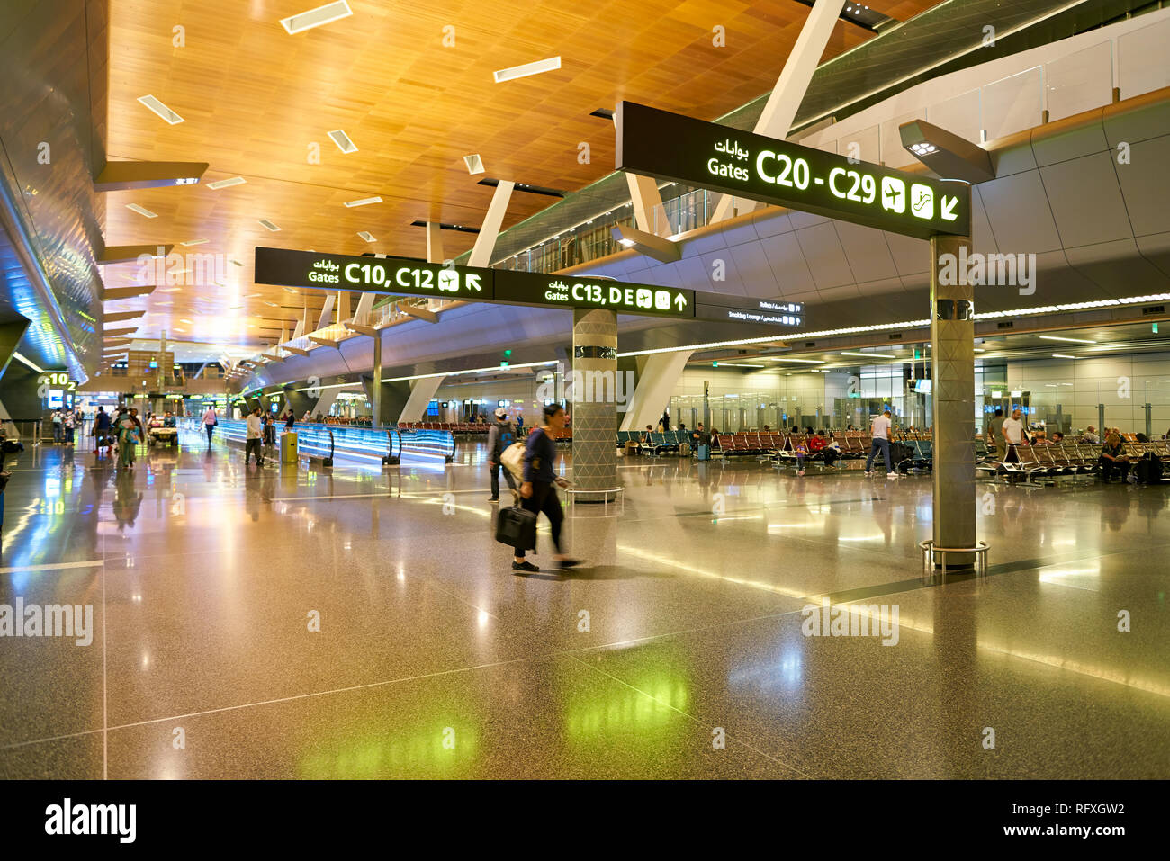 Doha Qatar Circa May 17 Inside Hamad International Airport Of Doha The Capital City Of Qatar Stock Photo Alamy