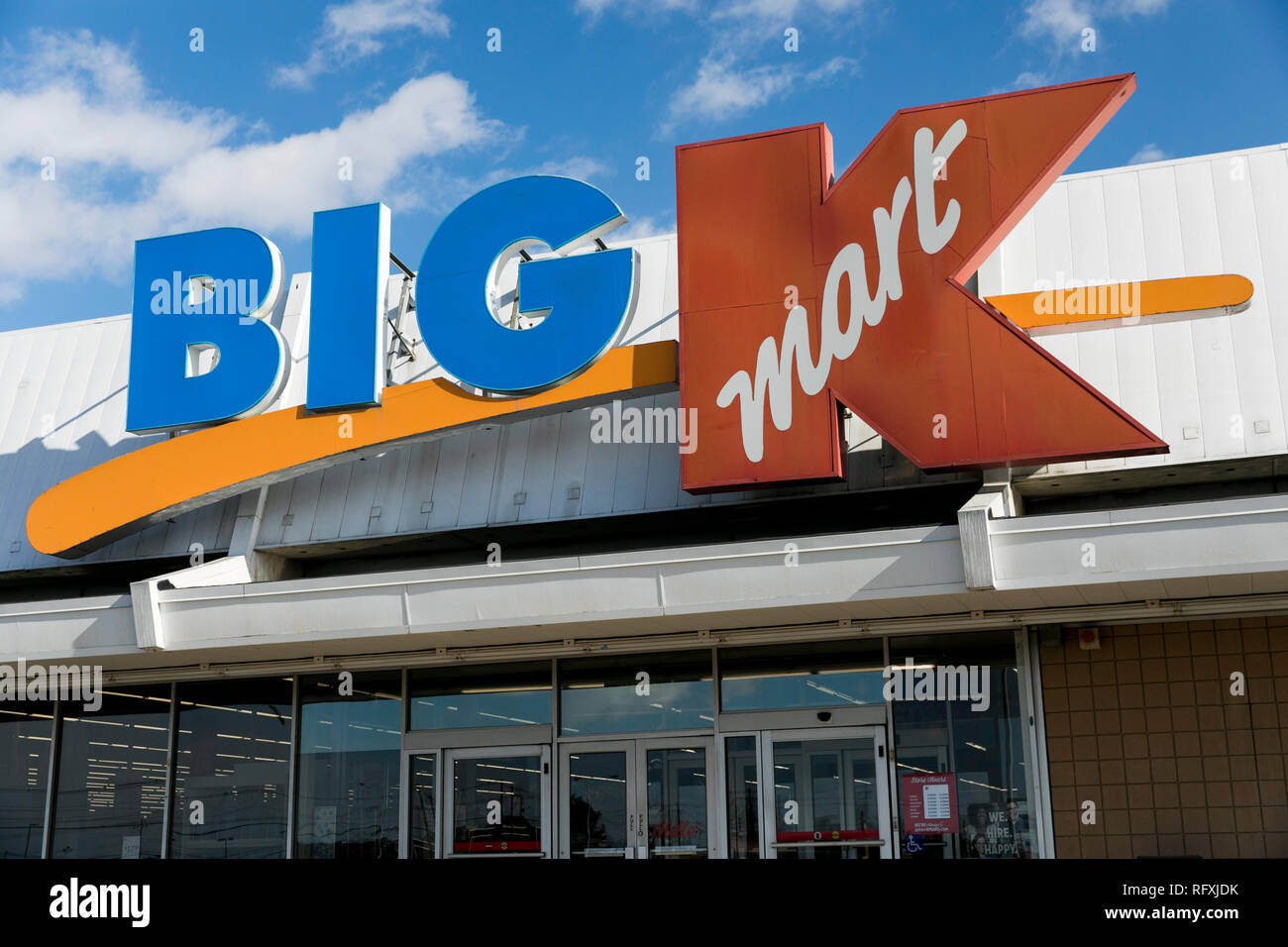 A logo sign outside of a Big Kmart retail store location in