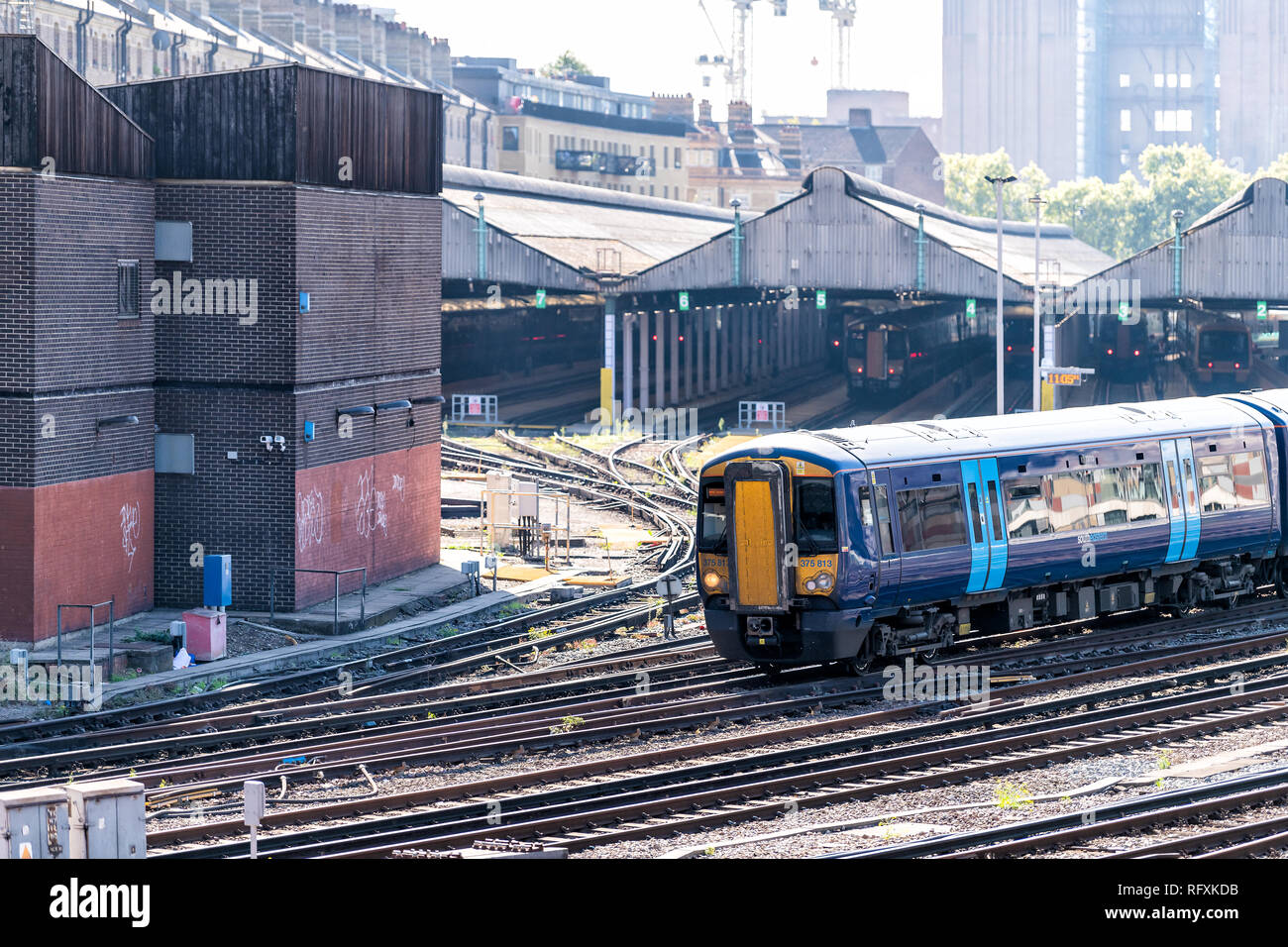 London, UK September 13, 2018 Industrial railroad transport in
