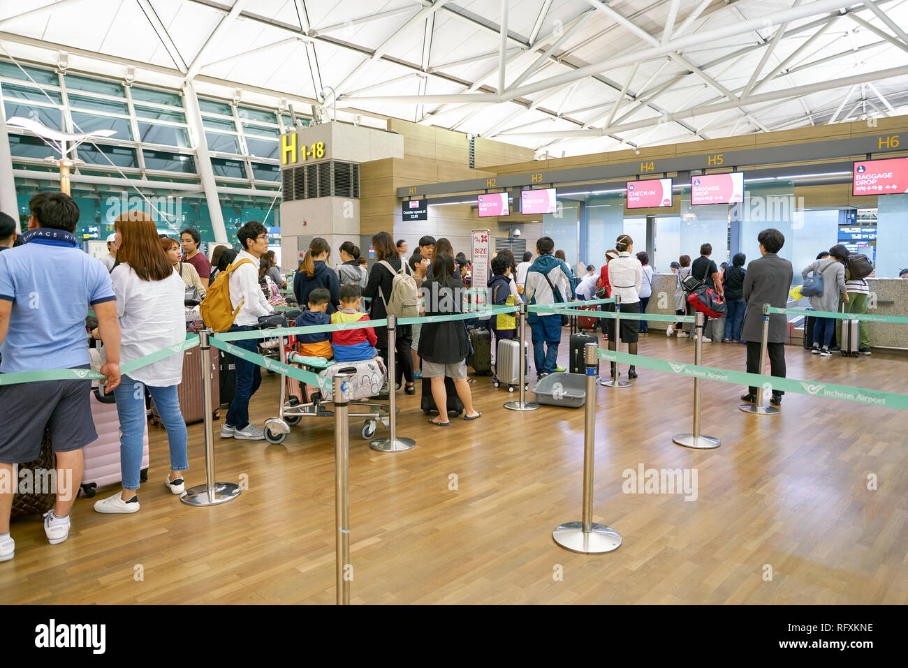 INCHEON, SOUTH KOREA - CIRCA MAY, 2017: check-in area at Incheon ...