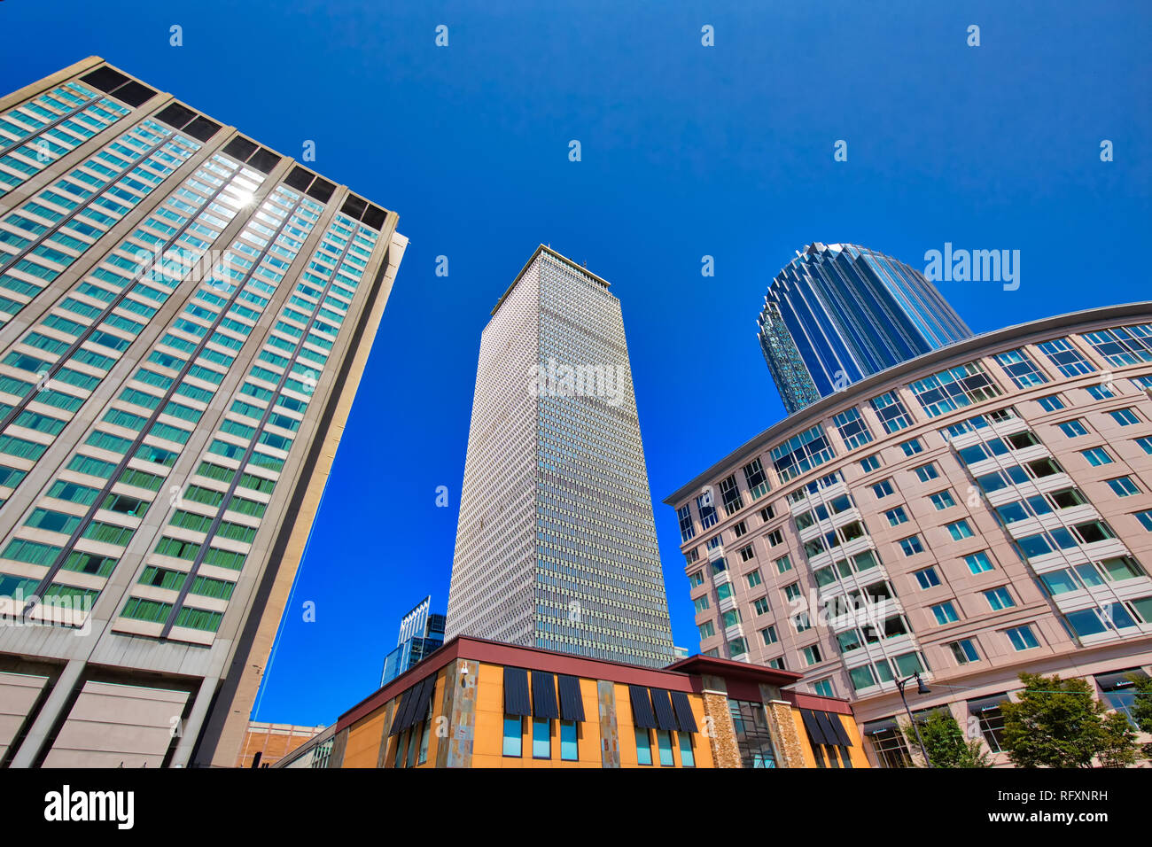 Boston, MA, USAOctober 29, 2018 Boston downtown streets near landmark Prudential Tower Stock