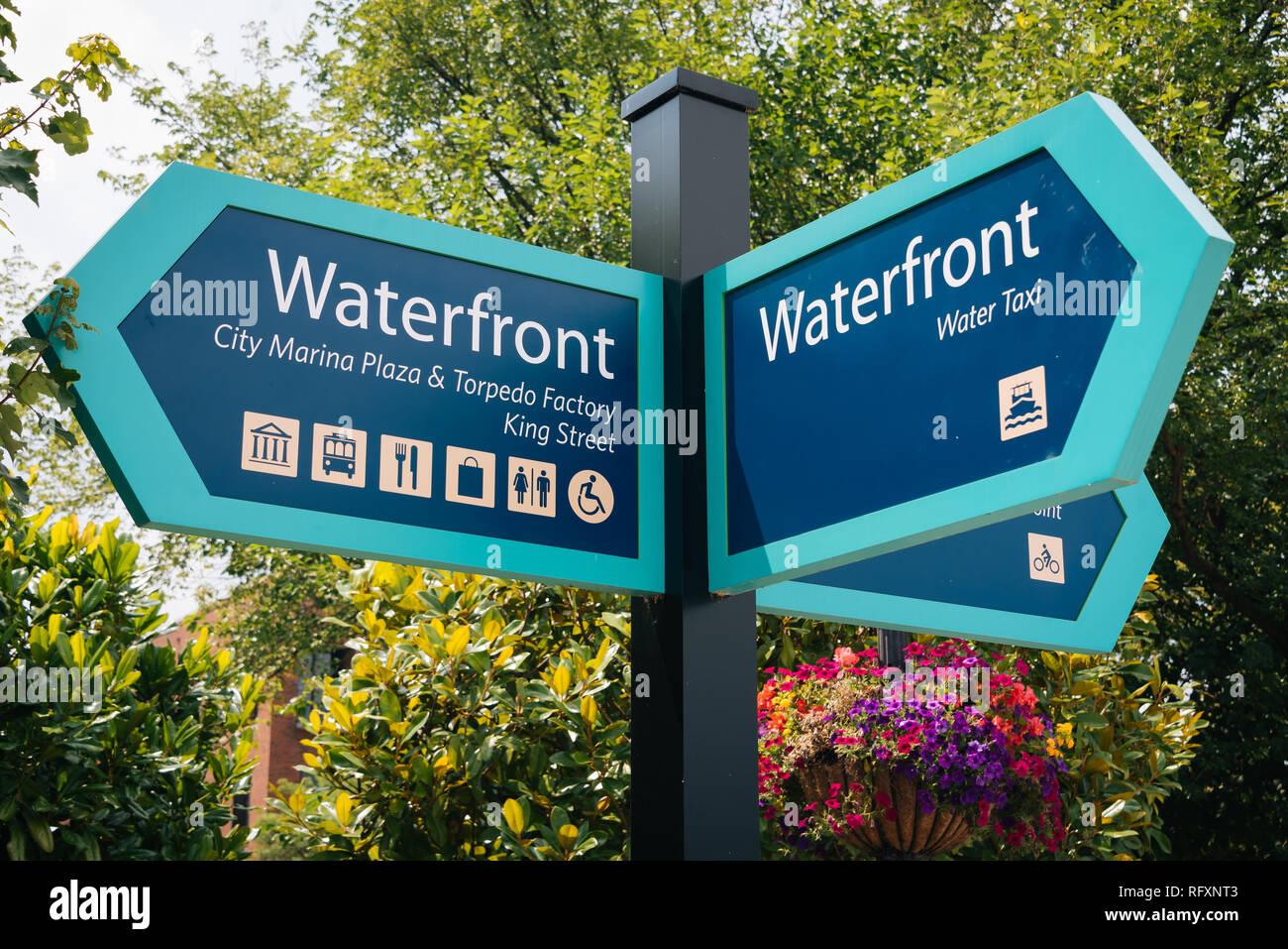 Signs on the waterfront in Alexandria, Virginia Stock Photo Alamy