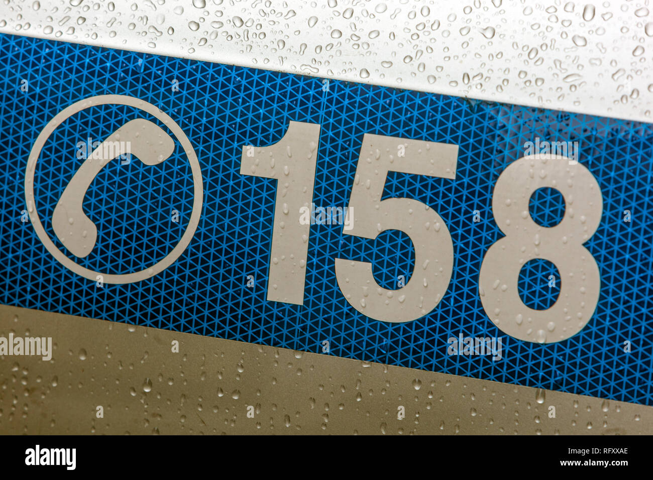 158 - Phone number to the Czech police detail Stock Photo