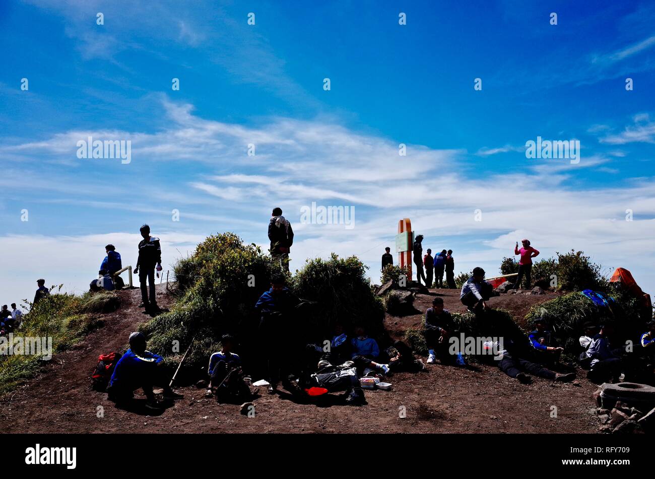 Mount Merbabu hiking experience Stock Photo