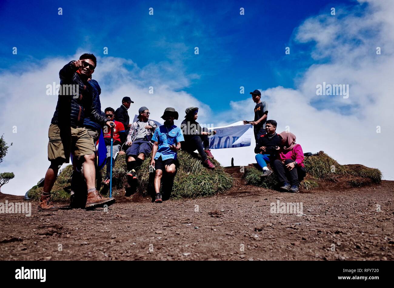 Mount Merbabu hiking experience Stock Photo