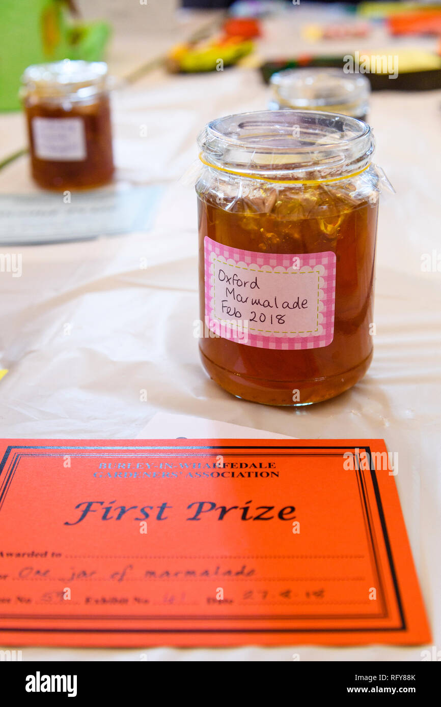 Closeup of 1st prize winning jar of marmalade & certificate