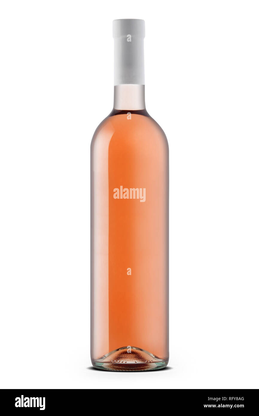Rose wine bottle isolated on white Stock Photo - Alamy