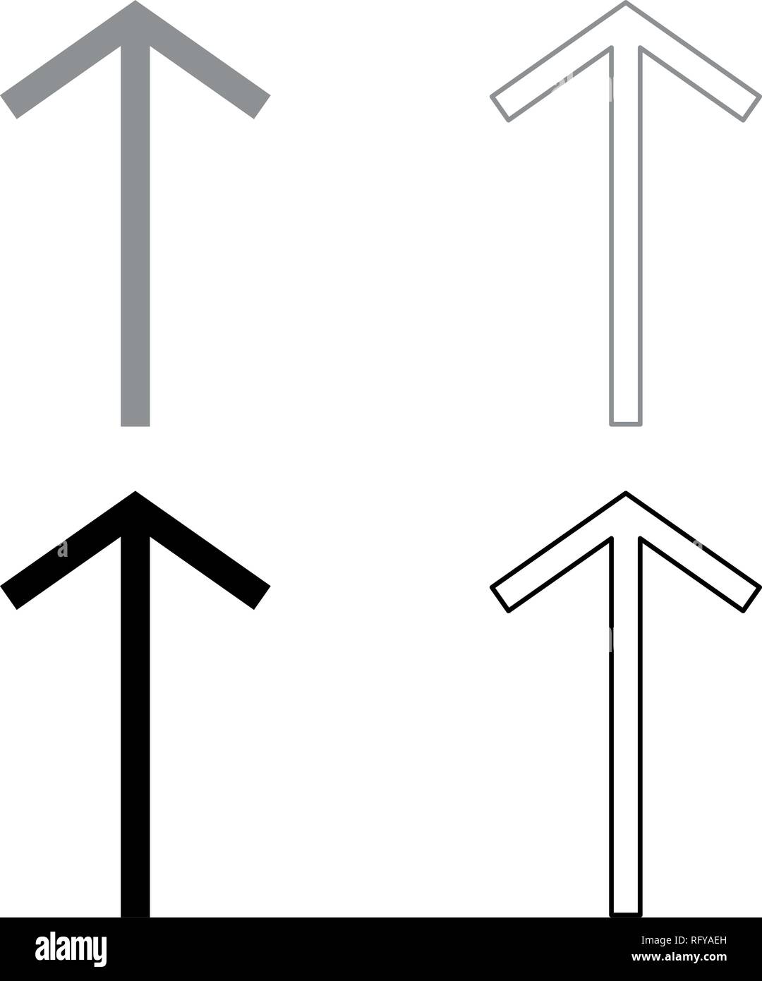 Teiwaz rune Telwaz tyr warrior symbol icon set grey black color vector I outline flat style simple image Stock Vector